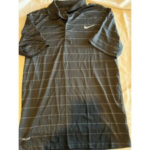 Nike Dri-FIT Golf‎ Polo Shirt Mens Striped Black Athletic Training